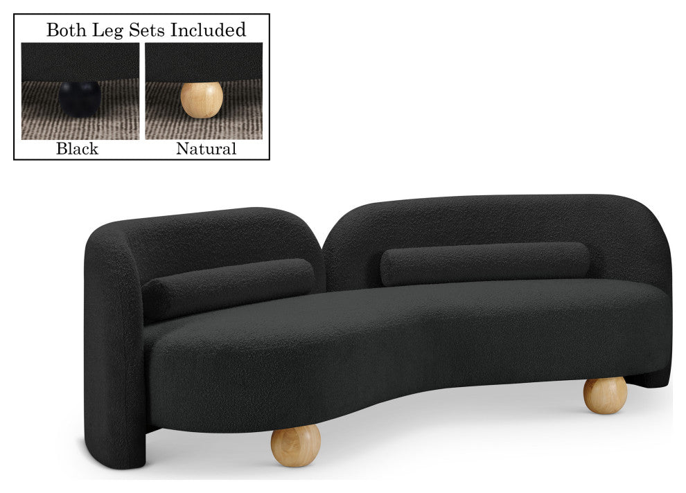 Daphne Upholstered Chair/Loveseat/Sofa, Black, Boucle Fabric, Sofa