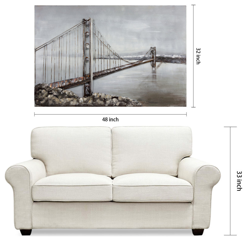 "The Golden Gate Bridge" Mixed Media Iron Hand Painted Dimensional Wall Art