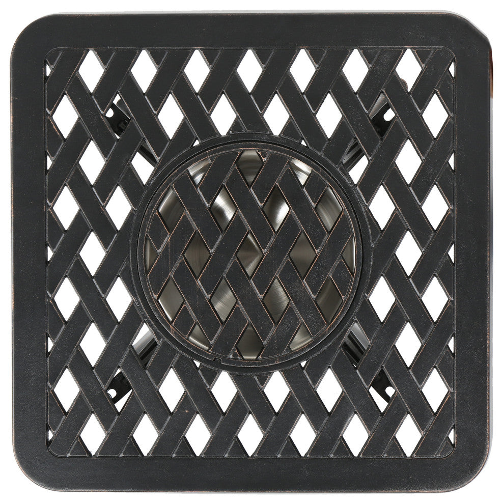 GDF Studio Ariel Outdoor Cast Aluminum Bistro Table with Ice Bucket