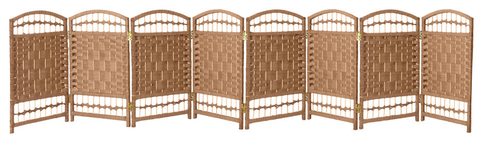 2 ft. Short Fiber Weave Room Divider Natural 8 Panels