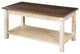 Oak Coffee Table With Square Legs, White with VanDyke Brown and Rich Tobacco