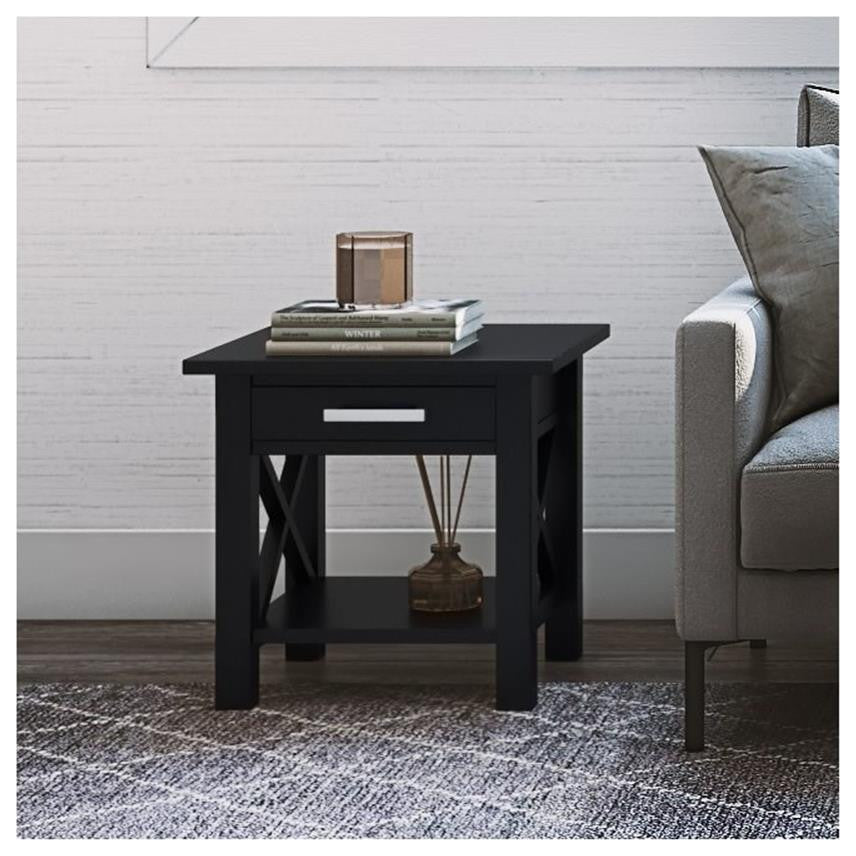 Kitchener Solid Wood End Table In Black