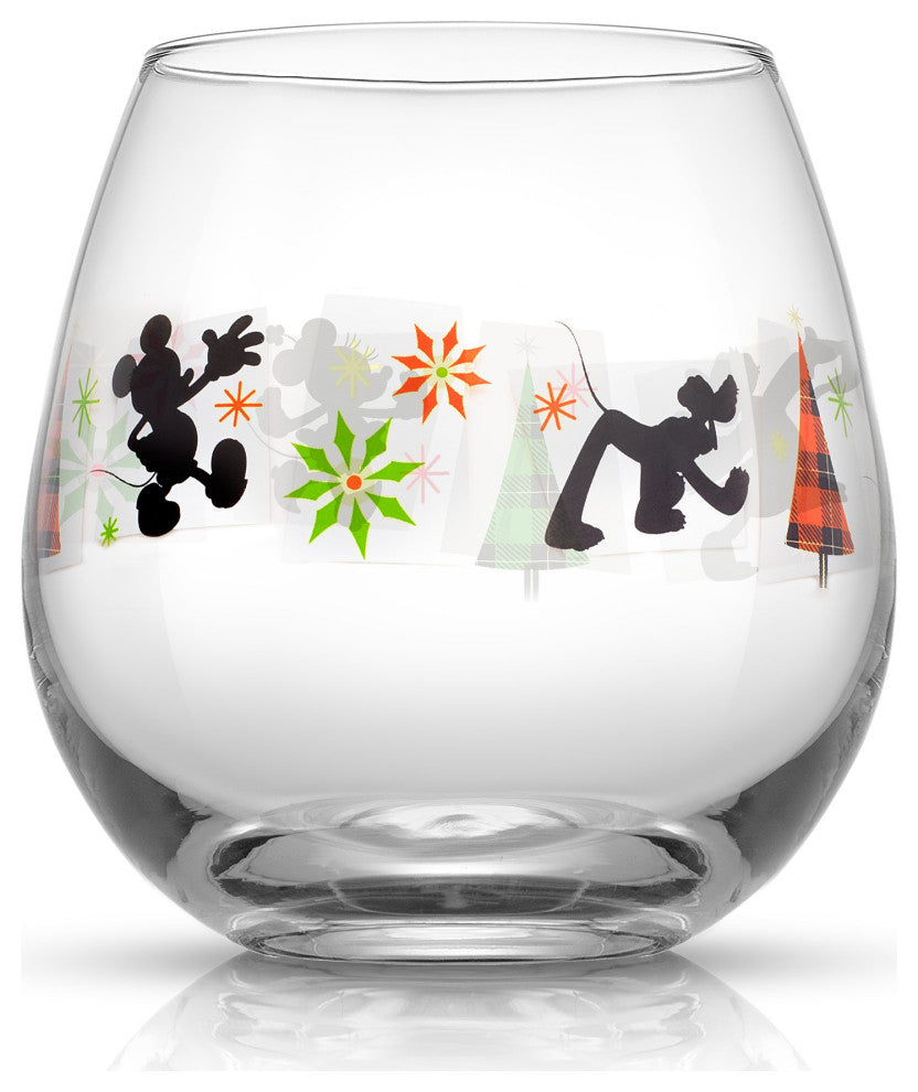 Disney Mickey Mouse Joy O Joy Stemless Wine Glass 15 oz Set of 4
