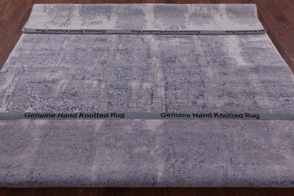 7' 10" X 10' 0" Hand-Knotted Abstract Wool & Silk Rug - Q13091