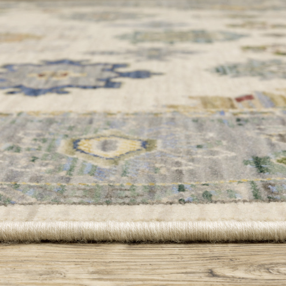 Leoness Floral Border Indoor Area Rug, Ivory, 2' x 3'