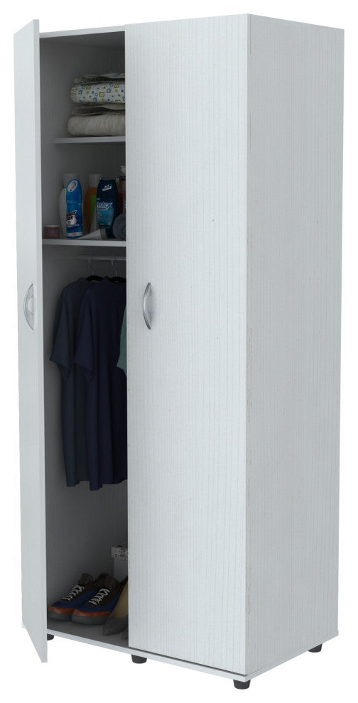 HomeRoots White Finish Wood Wardrobe with Two Doors