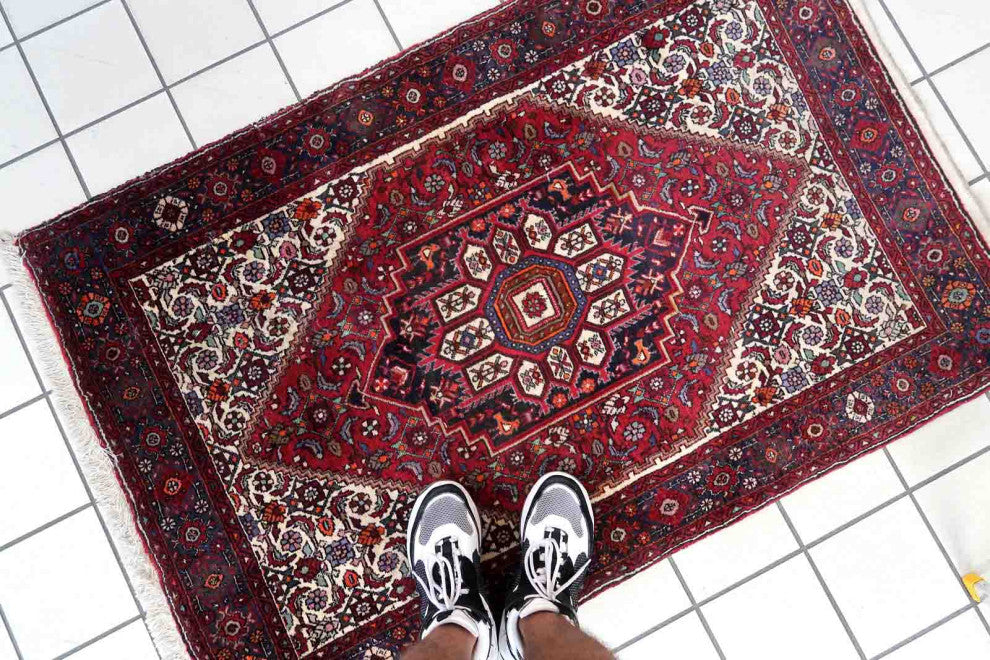Handmade Vintage Persian Bidjar Rug 3.2'x4.8', 98cmx148cm 1970s