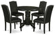 5Pc Rounded 42" Dining Table, Four Parson Chair, Pu Leather Color Black