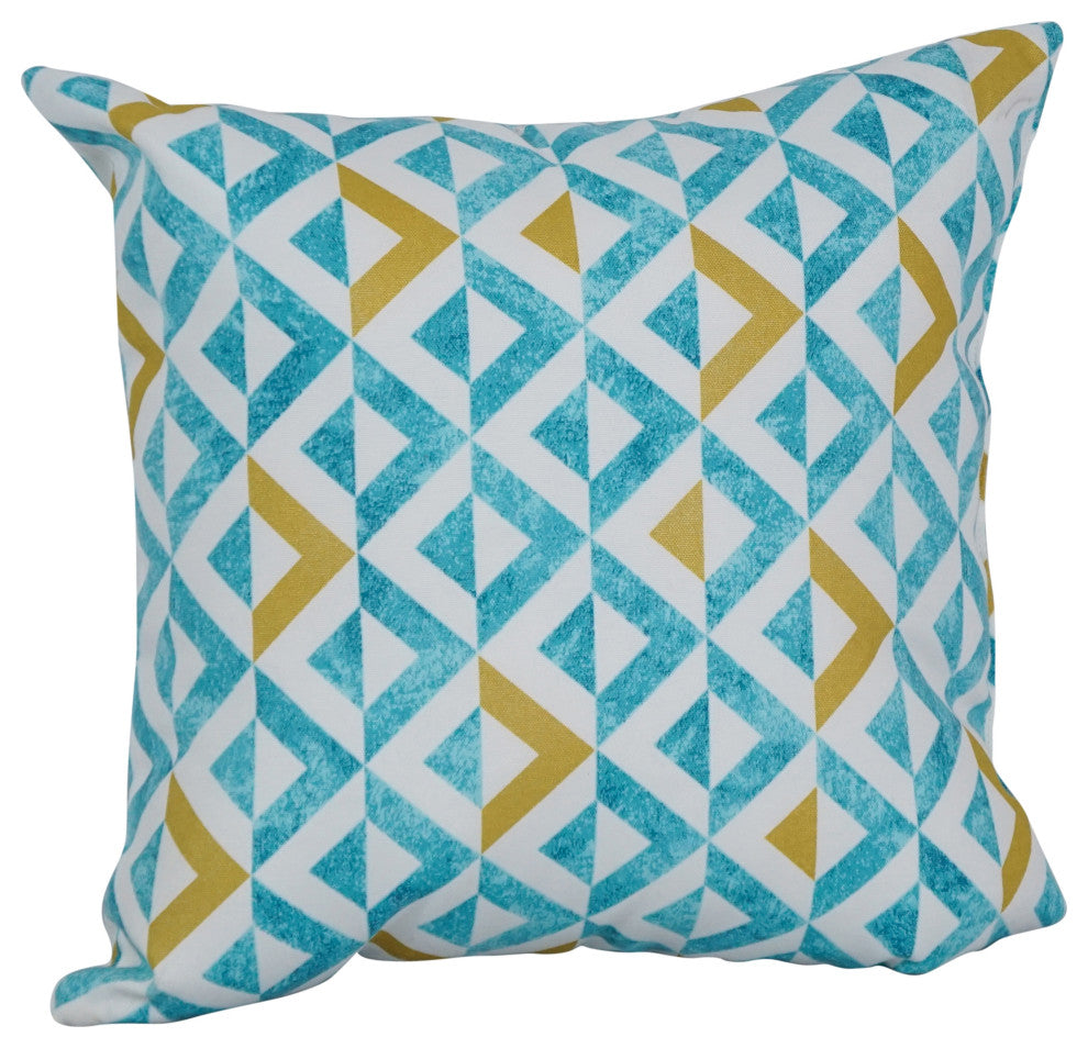 17" Square Polyester Outdoor Throw Pillows, Set of 4, Tropez Turquoise