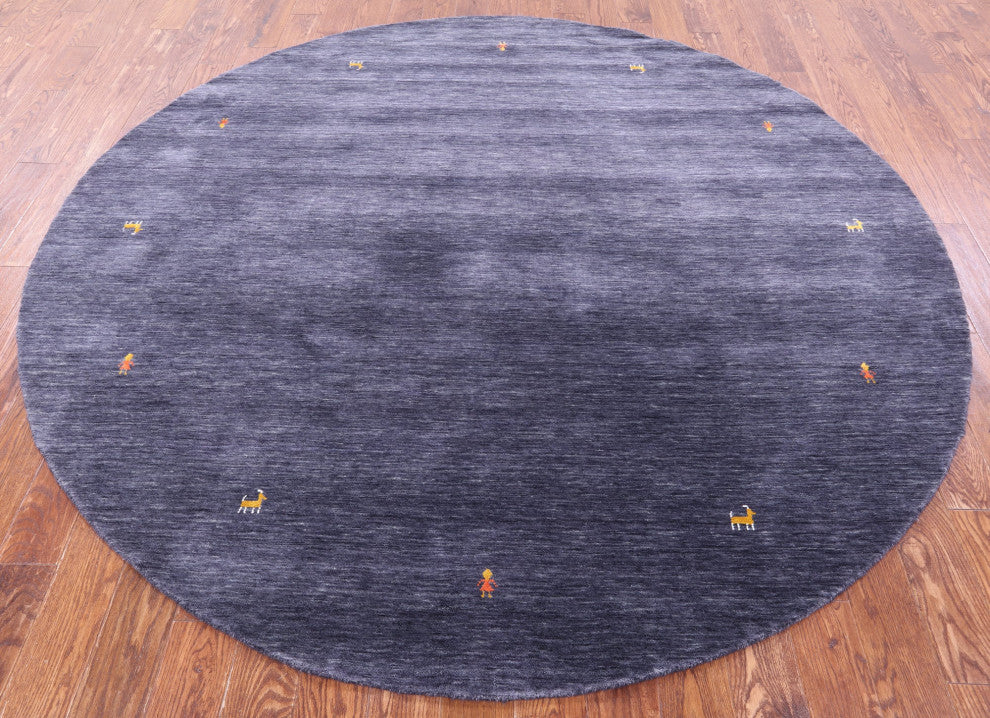 8' Round Handmade Wool Persian Gabbeh Rug - Q15120