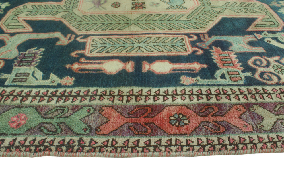 Fine Vintage Distressed Cristian Blue/Purple Runner, 4'9x10'11