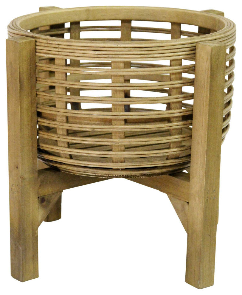 12.8" X 12.8" X 11.5" Natural Wood 8 Bamboo 1 Wood Plant Stand