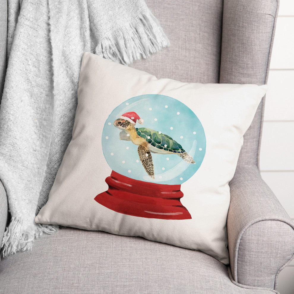 Sea Turtle Snow Globe 18x18 Spun Poly Pillow