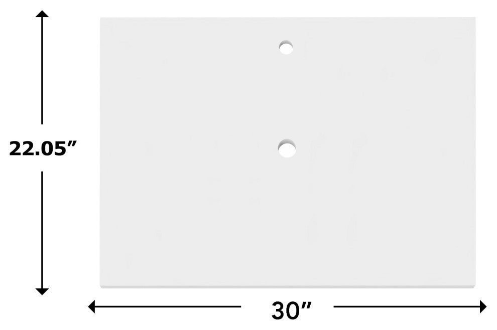 Modern Rectangular Bathroom Countertop Shelf, White Solid Surface, 30"