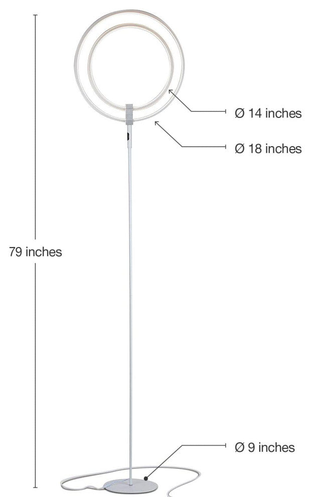 Brightech Eclipse Modern LED Torchiere Floor Lamp - Very High Brightness, Silver
