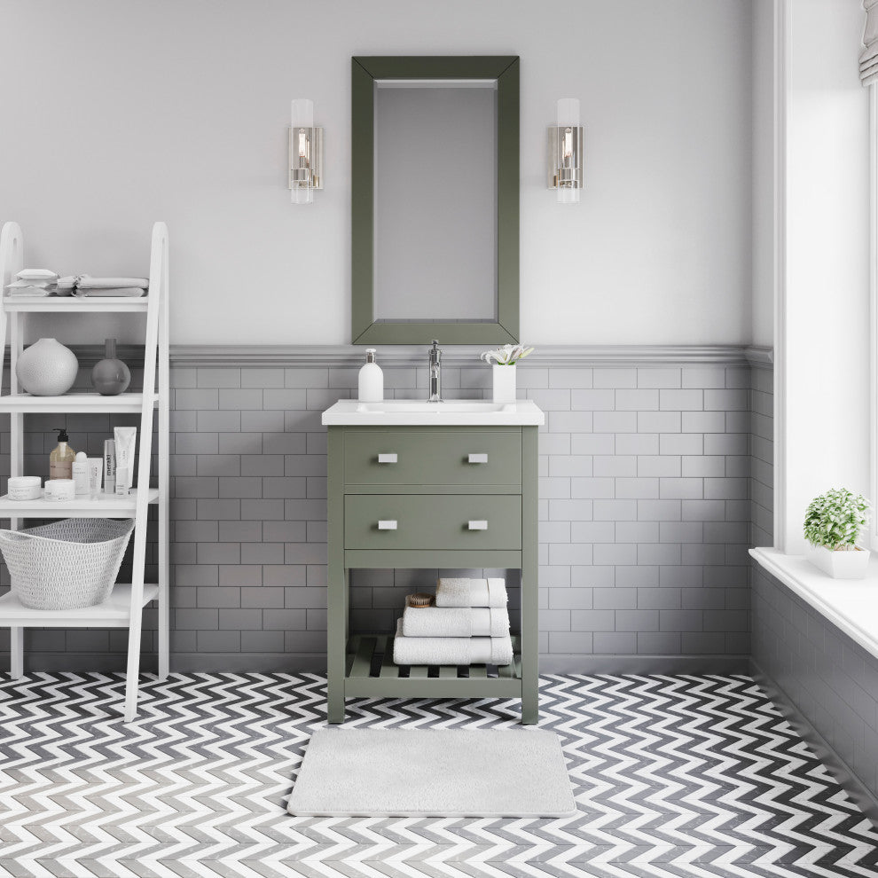 Viola 24" Integrated Ceramic Sink Top Vanity, Glacial Green, Vanity With Faucet