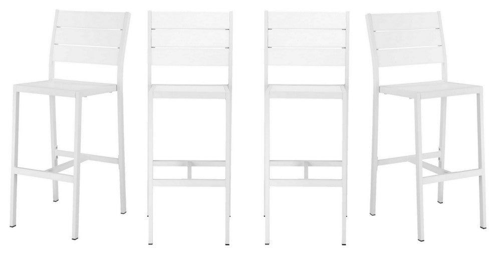 Benzara BM287728 Set of 4 Bar Height Side Chairs, White Aluminum Metal Frames