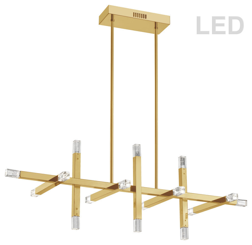 Contemporary Linear Chandelier Francesca 64W, Aged Brass