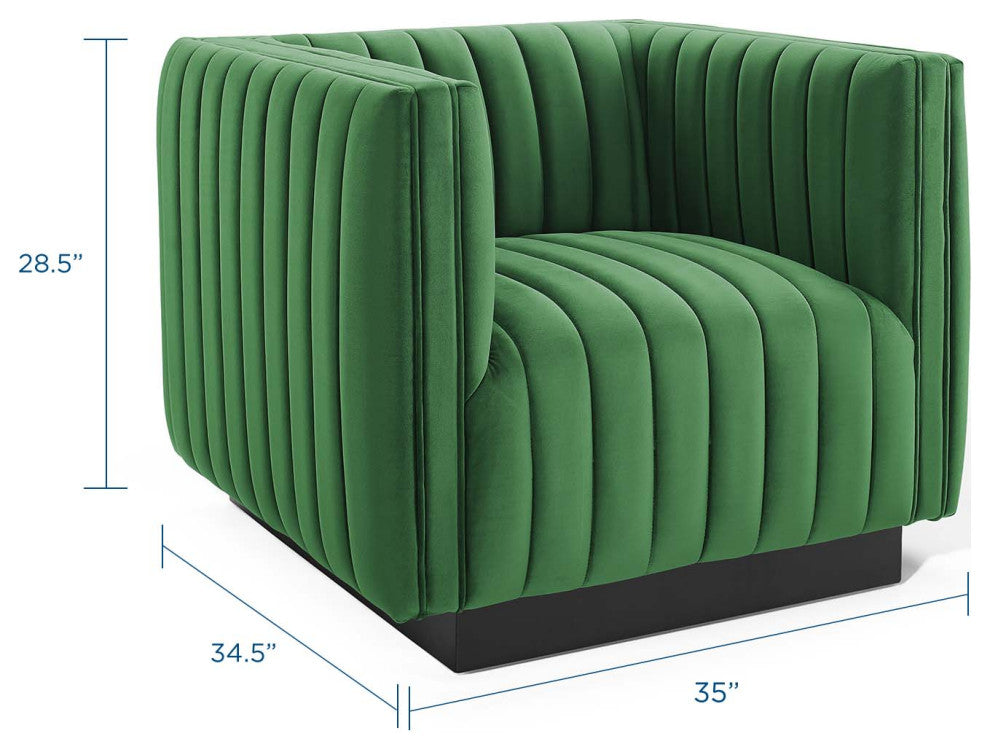 Tufted Armchair Accent Chair, Velvet, Green, Modern, Living Lounge Hospitality