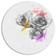 Black White Watercolor Rose Sketch, Floral Round Wall Art, 36"