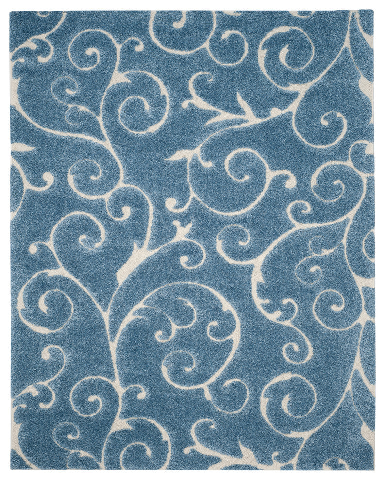 Safavieh Florida Shag Sg455-6011 Rug, Dark Blue/Cream, 8'0" X 10'0"