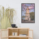 Faux Wood Texture Marblehead Lighthouse at Sunset Framed Photo Wall Art Print, Black, 24" X 36"