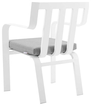 White Gray Baxley Outdoor Patio Aluminum Dining Set with 4 Stackable Armchairs