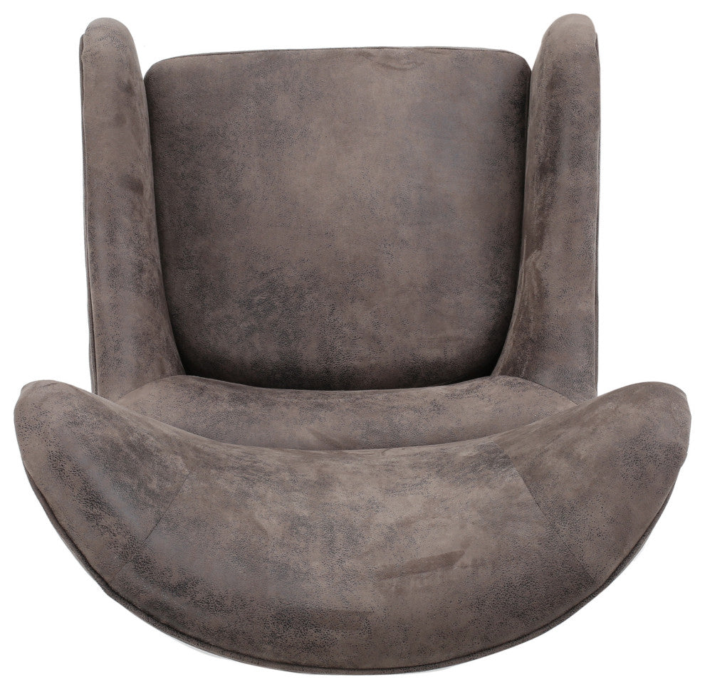 Lorenzo Contemporary Wingback Club Chair With Nailhead Trim, Gray Brown