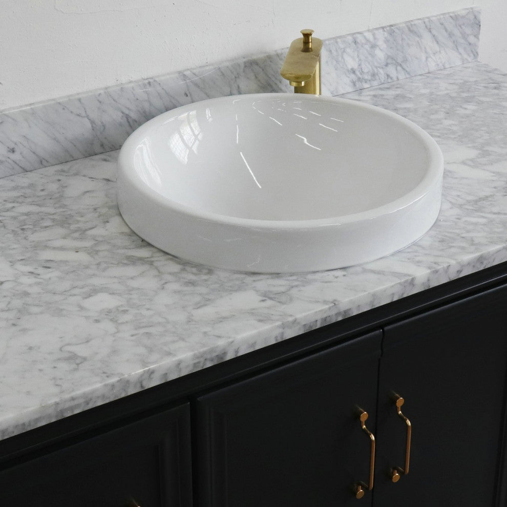 49" Single Sink Vanity, Dark Gray Finish With White Carrara Marble
