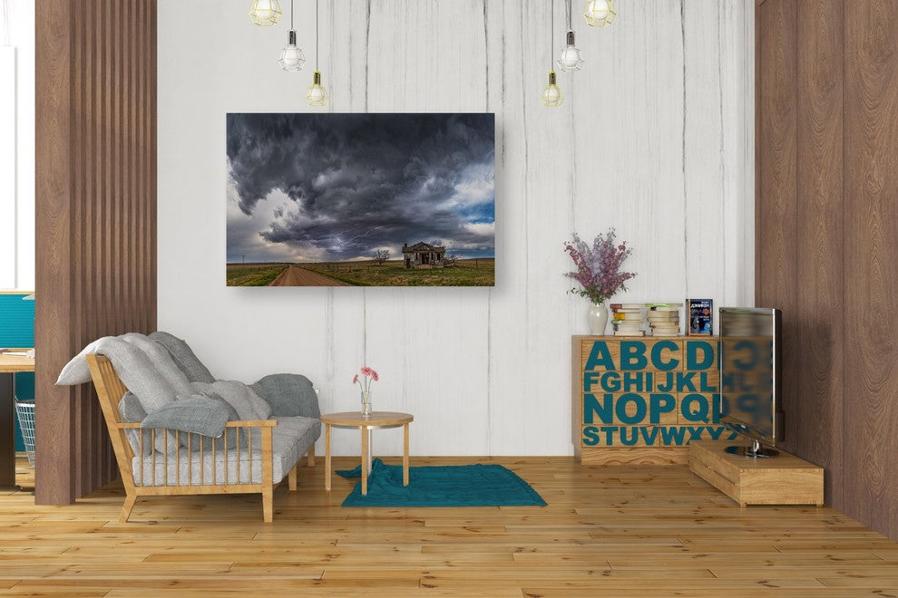 Epic Graffiti "Pawnee School Storm" by Darren White, Giclee Canvas Art, 26"x40"
