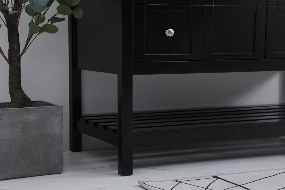 Tobias 48" Single Bathroom Vanity, Black With Backsplash