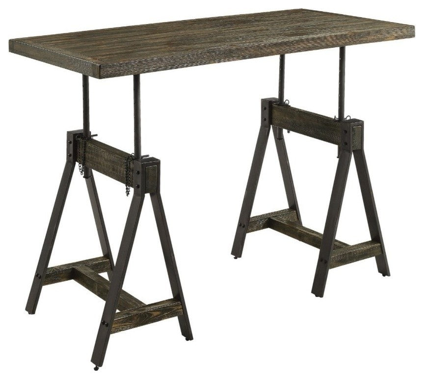 Industrial Height Adjustable Writing Desk, Brown