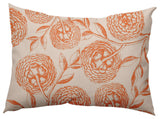 Antique Flowers Decorative Throw Pillow, Orange, 14"x20"