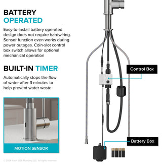 Bolden Commercial Style 2-Function Pull-Down 1-Handle 1-Hole Kitchen Faucet, Spot Free Stainless Steel/ Matte Black (Sensor Touchless)