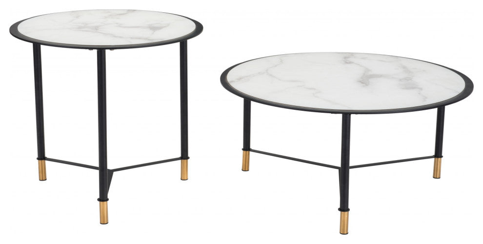 Set of 2 Davis Coffee Tables Black and White