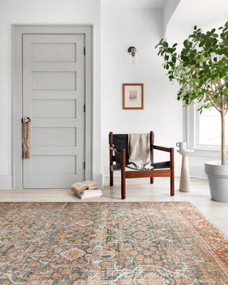 Ocean, Rust Printed Polyester Layla Area Rug by Loloi II, 5'-0"x7'-6"