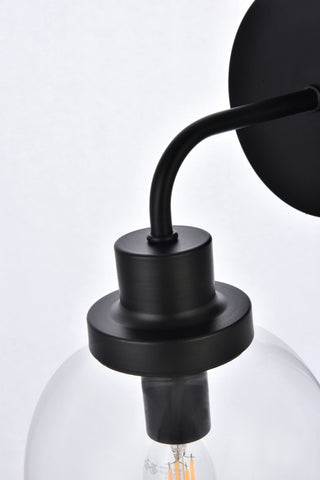 Helen 1-Light Bath Sconce, Black With Clear Shade