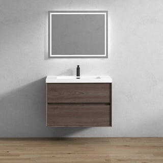 Kingdee Red Oak Wall Mounted Vanity With Reinforced Acrylic Sink, 36''