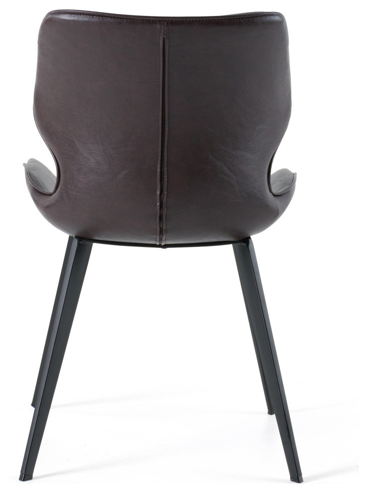 Modrest Moira Modern Dark Brown Eco-Leather Dining Chair, Set of 2