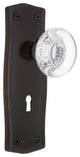 Prairie Plate With Keyhole Passage Round Clear Crystal Knob, Timeless Bronze
