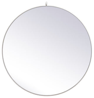 Elegant MR4745S Metal Frame Round Mirror With Decorative Hook 45", Silver
