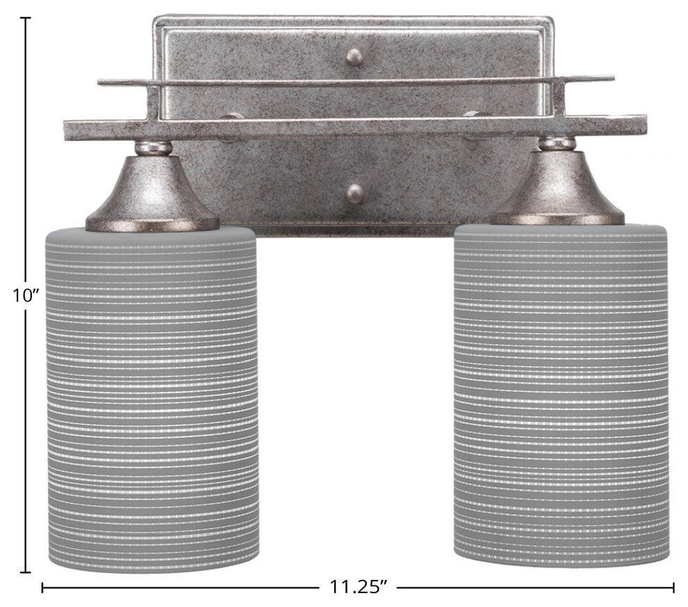 Uptowne 2-Light Bath Bar, Aged Silver/Gray Matrix
