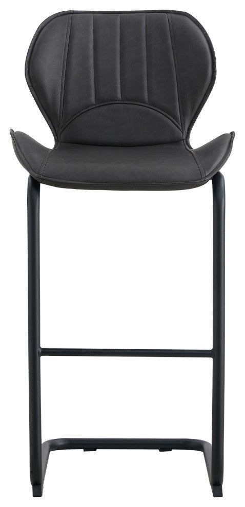 Modern PU 4 Bar chairs with Metal Legs for Dining,kitchen and Bar, Dark Brown