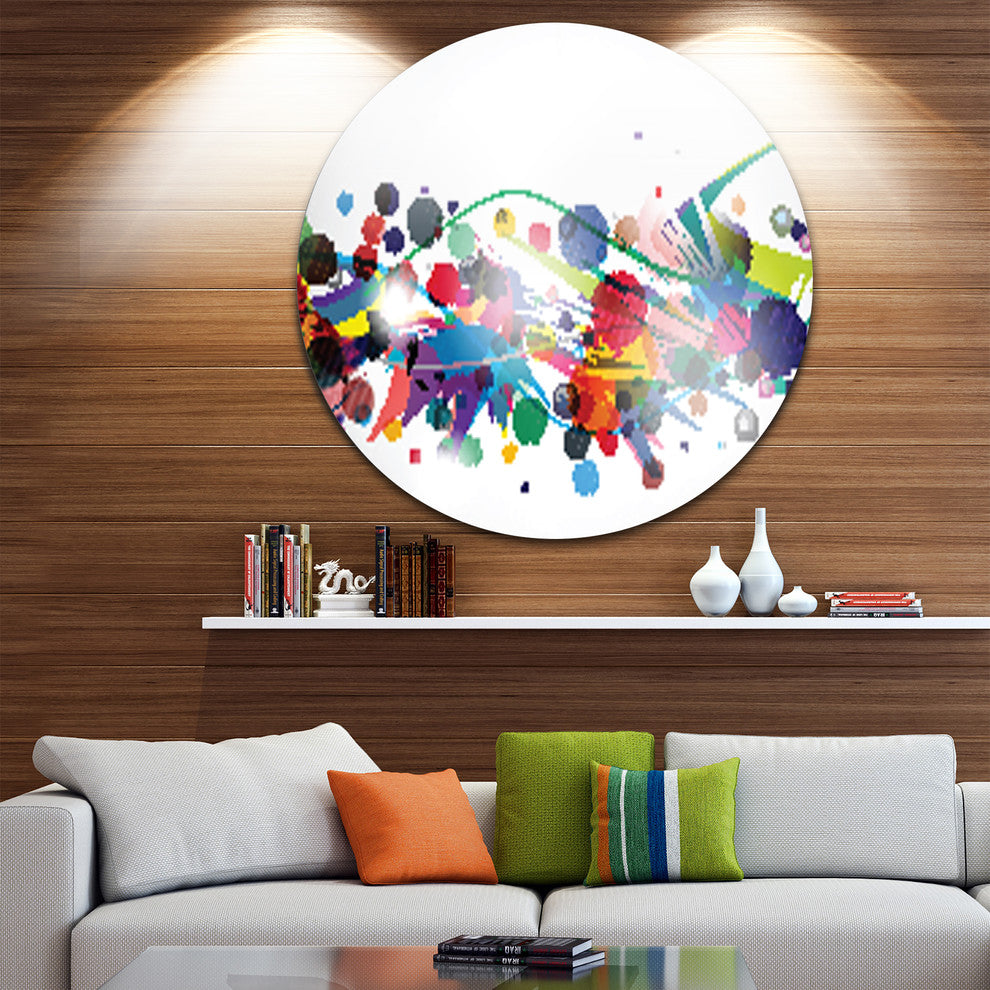 Colorful Circles And Shapes, Abstract Digital Disc Metal Artwork, 23"