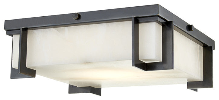Delmar LED Large Flush Mount, Old Bronze Finish, Alabaster Shade