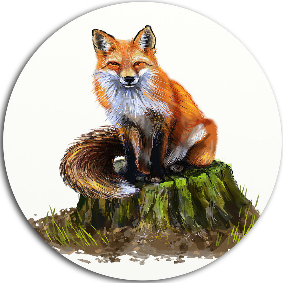 The Clever Fox Illustration, Animal Round Wall Art, 36"
