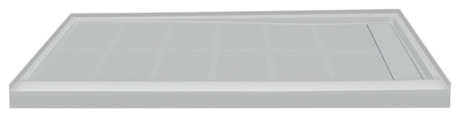 Transolid Linear 60"x32" Rectangular Alcove Shower Base with Left Hand Drain, Grey, Right Hand