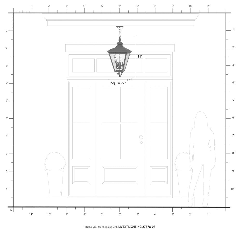 4 Light Bronze Outdoor Extra Large Pendant Lantern, Antique Brass