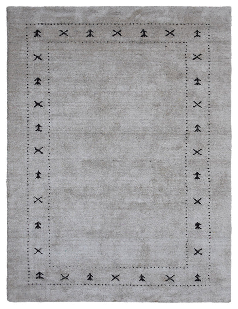 HAND KNOTTED LOOM SILK ECO-FRIENDLY AREA RUG-8'x10',Rectangle,Beige,Contemporary