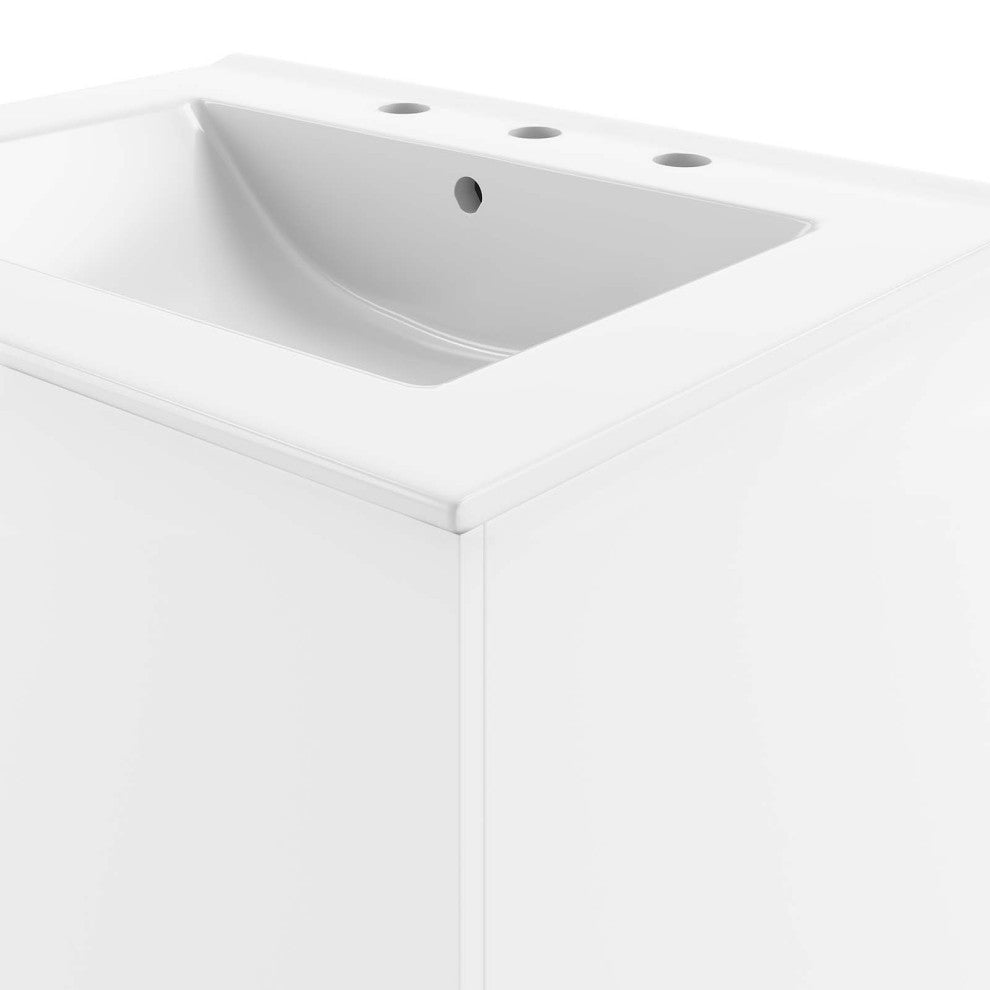 Sink Vanity Cabinet, White, Ceramic, Melamine, Modern, Hotel Bathroom Guest
